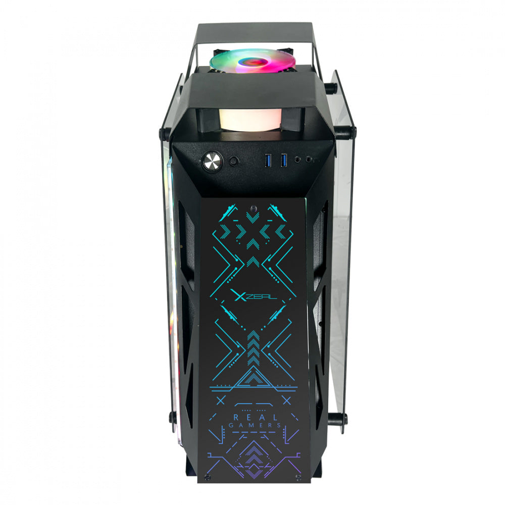 Gabinete Xzeal IR02, Midi-Tower, Micro-ATX/Mini-ITX, USB 3.0, sin Fuente, 4 Ventiladores Instalados, Negro