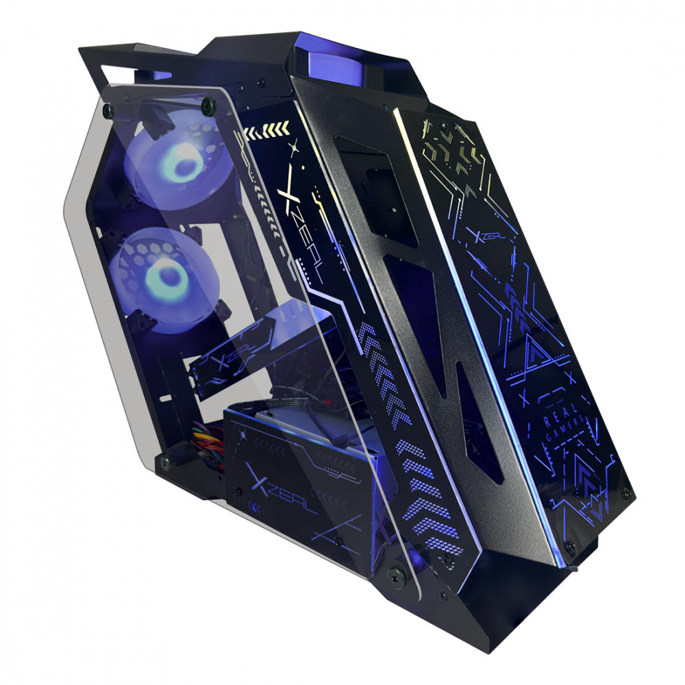 Gabinete Xzeal IR02, Midi-Tower, Micro-ATX/Mini-ITX, USB 3.0, sin Fuente, 4 Ventiladores Instalados, Negro