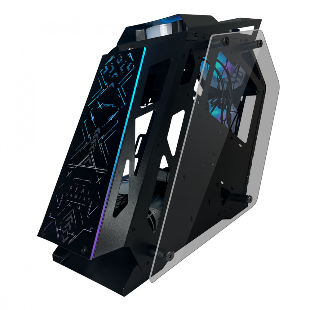 Gabinete Xzeal IR02, Midi-Tower, Micro-ATX/Mini-ITX, USB 3.0, sin Fuente, 4 Ventiladores Instalados, Negro