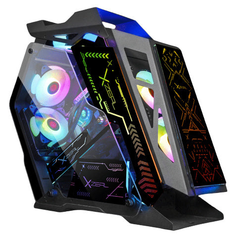 Gabinete Xzeal IR02, Midi-Tower, Micro-ATX/Mini-ITX, USB 3.0, sin Fuente, 4 Ventiladores Instalados, Negro