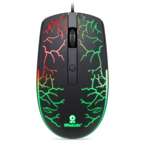 Brobotix Mouse USB Iluminado RGB Modelo Storm, Dpi Ajustable: 800 / 1200 / 1600 - Diseño Ergonómico, Conexión Usb, Plug & Play, Raton Laptop Escritorio Notebook Pc