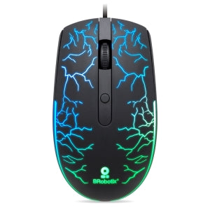 Brobotix Mouse USB Iluminado RGB Modelo Storm, Dpi Ajustable: 800 / 1200 / 1600 - Diseño Ergonómico, Conexión Usb, Plug & Play, Raton Laptop Escritorio Notebook Pc