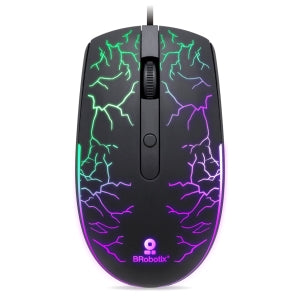 Brobotix Mouse USB Iluminado RGB Modelo Storm, Dpi Ajustable: 800 / 1200 / 1600 - Diseño Ergonómico, Conexión Usb, Plug & Play, Raton Laptop Escritorio Notebook Pc