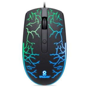 Brobotix Mouse USB Iluminado RGB Modelo Storm, Dpi Ajustable: 800 / 1200 / 1600 - Diseño Ergonómico, Conexión Usb, Plug & Play, Raton Laptop Escritorio Notebook Pc