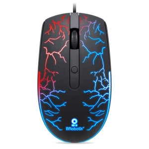 Brobotix Mouse USB Iluminado RGB Modelo Storm, Dpi Ajustable: 800 / 1200 / 1600 - Diseño Ergonómico, Conexión Usb, Plug & Play, Raton Laptop Escritorio Notebook Pc
