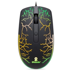 Brobotix Mouse USB Iluminado RGB Modelo Storm, Dpi Ajustable: 800 / 1200 / 1600 - Diseño Ergonómico, Conexión Usb, Plug & Play, Raton Laptop Escritorio Notebook Pc