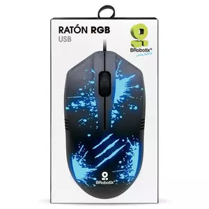 Mouse USB BRobotix 263939 | Iluminado RGB, Compatible con Laptop y PC