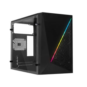 Gabinete Acteck Compacto Mini Torre Kioto Gc460 / Max Mb M-ATX Fuente Atx 500 W / 1x USB 3.0 + 2x USB 2.0 / Panel Izq Acrílico + Frente Mesh con RGB / Advanced Negro