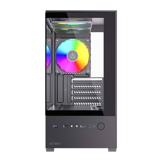 Gabinete Mini Torre PANORAK GC600 ACTECK Paneles de Cristal Templado -