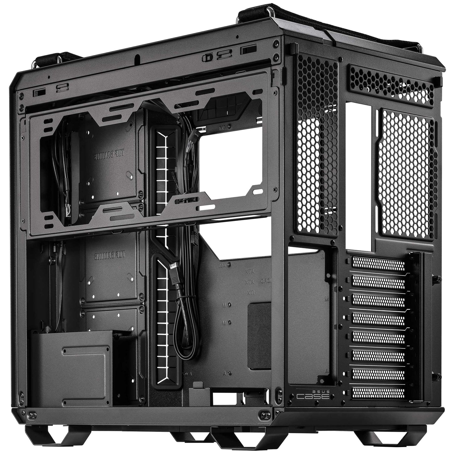Gabinete ASUS TUF Gaming GT502 con Ventana - Midi-Tower, ATX, Micro-ATX, Mini-ITX, USB 3.2, sin Fuente, Cristal templado, Negro