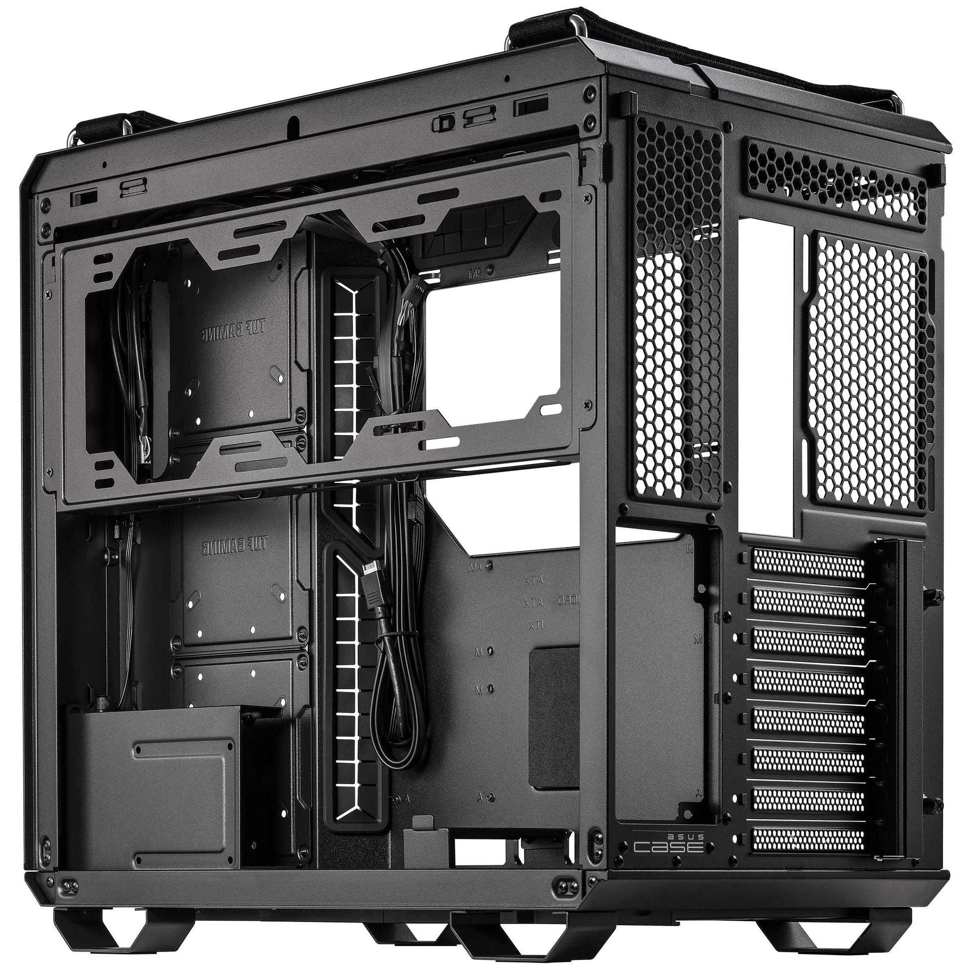 Gabinete ASUS TUF Gaming GT502 con Ventana - Midi-Tower, ATX, Micro-ATX, Mini-ITX, USB 3.2, sin Fuente, Cristal templado, Negro