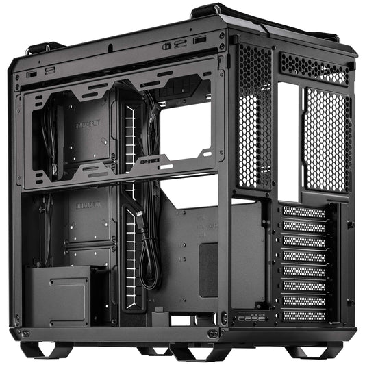 Gabinete ASUS TUF Gaming GT502 con Ventana - Midi-Tower, ATX, Micro-ATX, Mini-ITX, USB 3.2, sin Fuente, Cristal templado, Negro