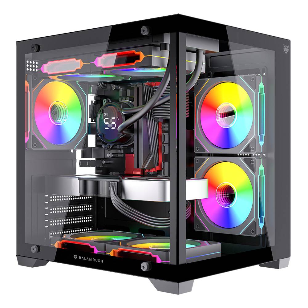 Gabinete Mini Torre TANK GLOW MAX 3900 Factor: Mini ITX - Panel Lateral de Crystal templado