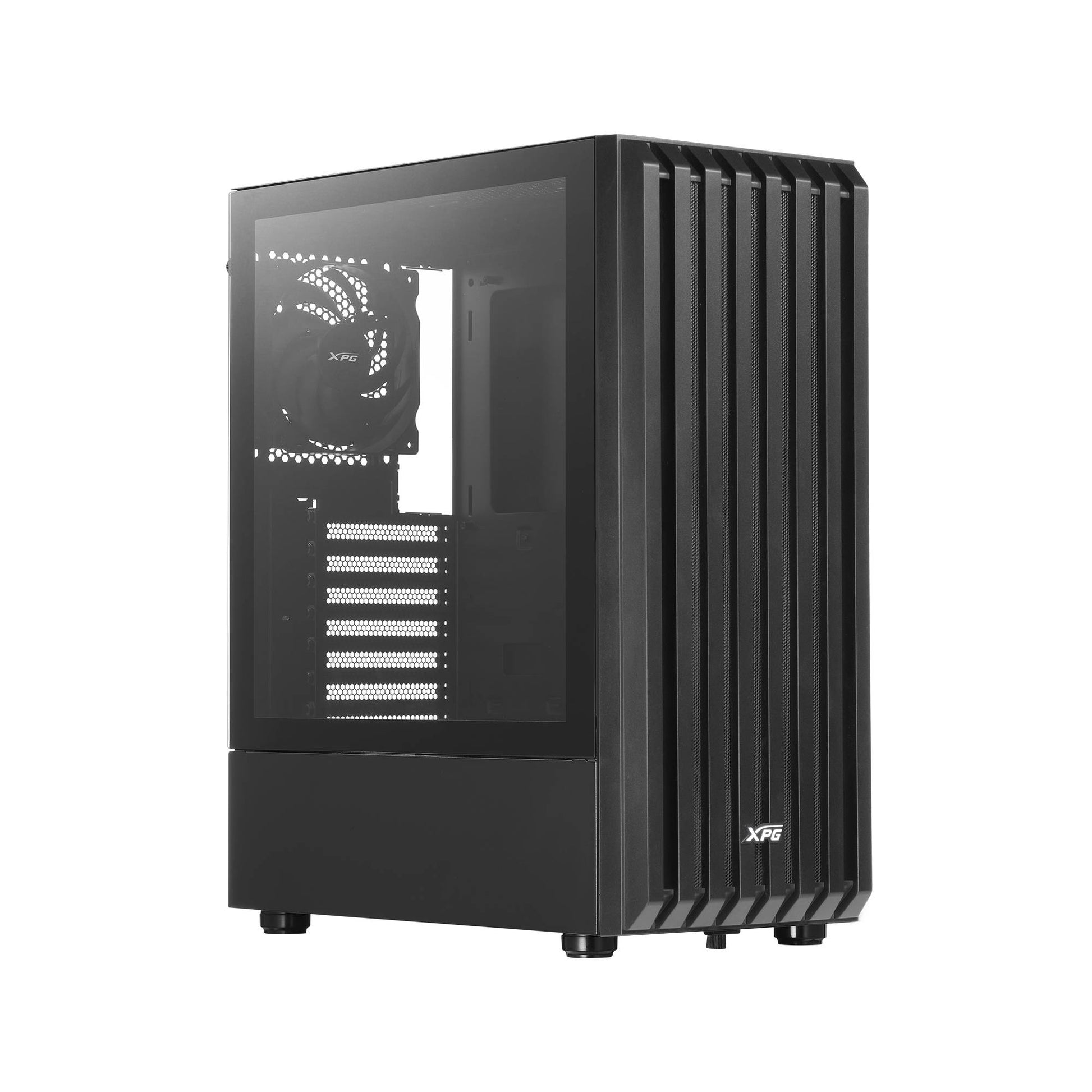 Gabinete GAMER XPG VALOR STORMMT. Media torre (ATX - Micro-ATX y Mini-ITX). Panel lateral de vidrio templado. Filtro de polvo desmontable. VALORSTORMMT-BKCW
