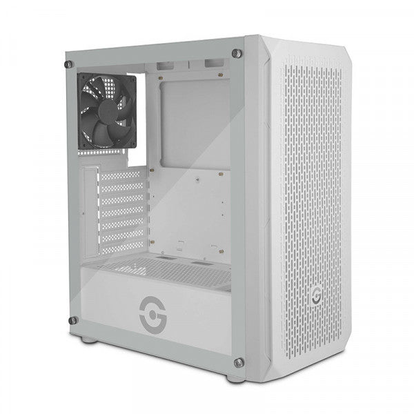 GETTTECH GABINETE GAMER MEDIA TORRE CON PANEL FRONTAL MALLA - ATX/MICROATX/MINI ITX, 1 VENTILADOR, USB 2.0/3, 0 COLOR BLANCO MOD. GCM-ASGX1-01WH