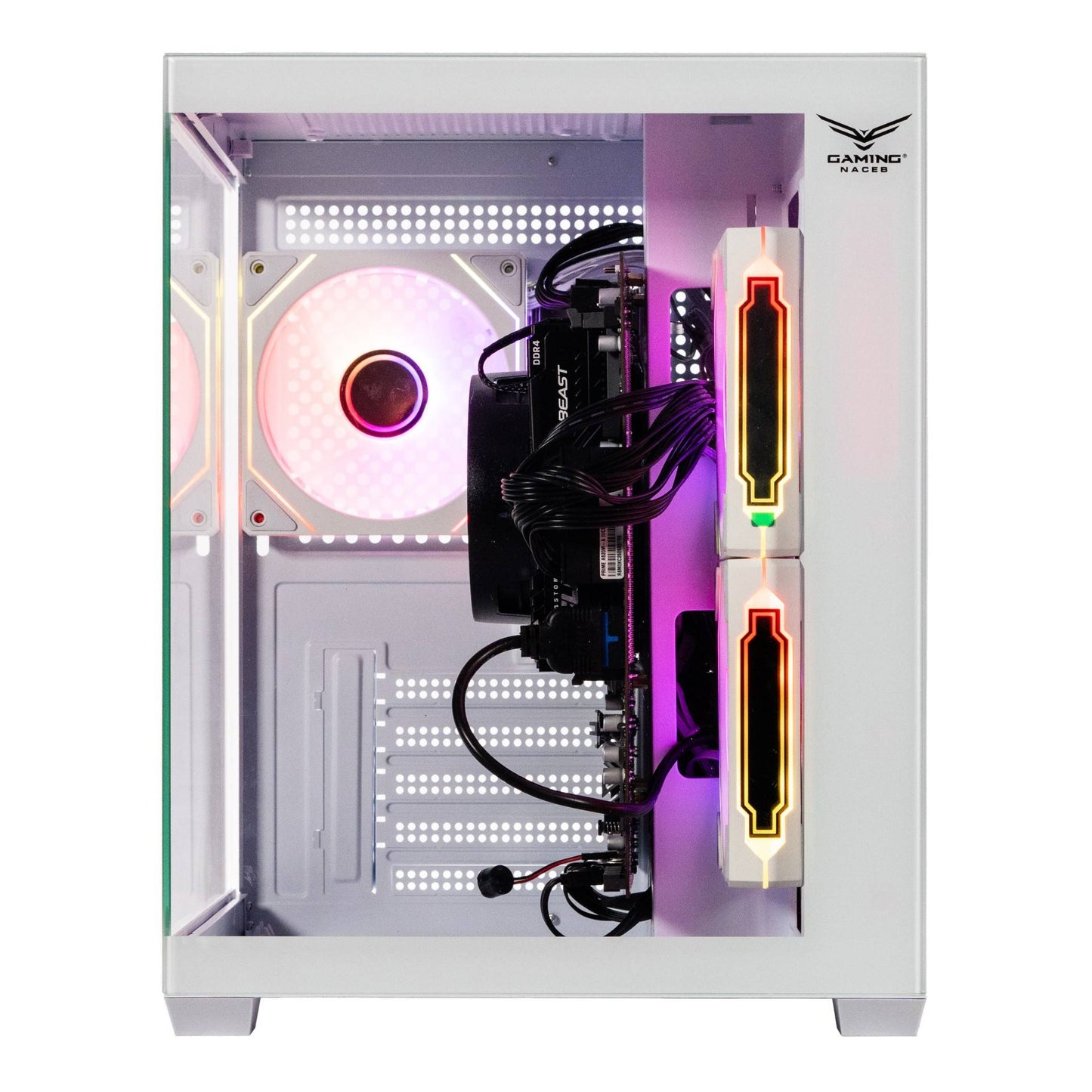 NACEB GABINETE GAMER C/VENTANA Cristal templado - Ventiladores 2 Laterales, 1 Posterior USB 3.0 x2, USB 2.0 x1 HD Audio/HD Micrófono x1 ARGB NA-0636B