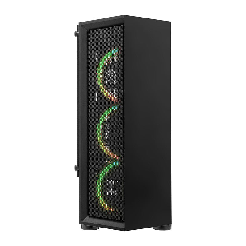 YEYIAN GABINETE GAMER VENTLE MASTER - ATX MICRO ATX, INC 3 VENT, FAN HUB 8 VENT, CONTROL REMOTO, GPU 260MM, LAT CRISTAL TEMPLADO, YCH-ATAB-01BK
