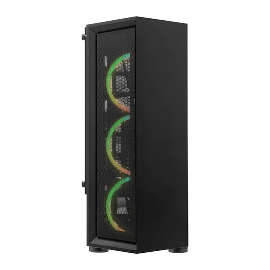 YEYIAN GABINETE GAMER VENTLE MASTER - ATX MICRO ATX, INC 3 VENT, FAN HUB 8 VENT, CONTROL REMOTO, GPU 260MM, LAT CRISTAL TEMPLADO, YCH-ATAB-01BK
