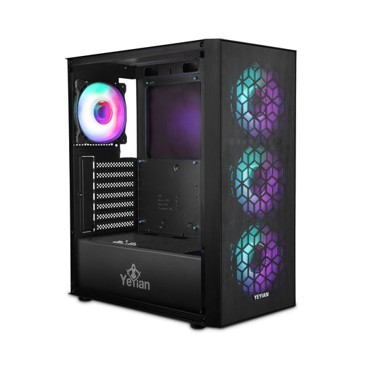 YEYIAN GABINETE GAMING DRAGOON - ATX, MICRO Y MINI ATX, GPU 345MM, INC 3 VENTL FRENTE 1 POSTERIOR CON PWM Y ARGB, FRONTAL MALLA, MOD. YCM-APDRA-01