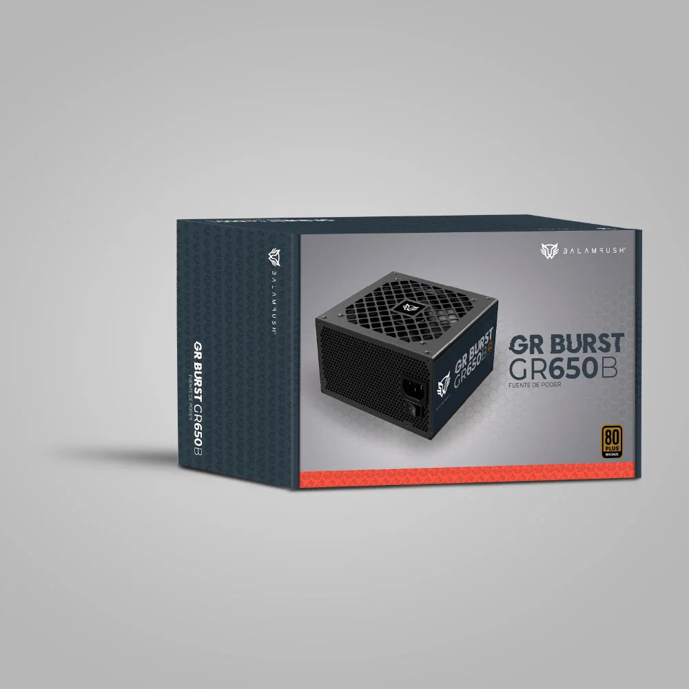 Balamrush GR Burst BR-937689 Fuente de alimentación - 650W - Negro - ATX - 120 V AC, 230 V AC Entrada - 5 V DC, 3,3 V DC, 12 V DC Salida - 1 Raíles +12V - 1 Ventilador(es) - 85% Eficacia