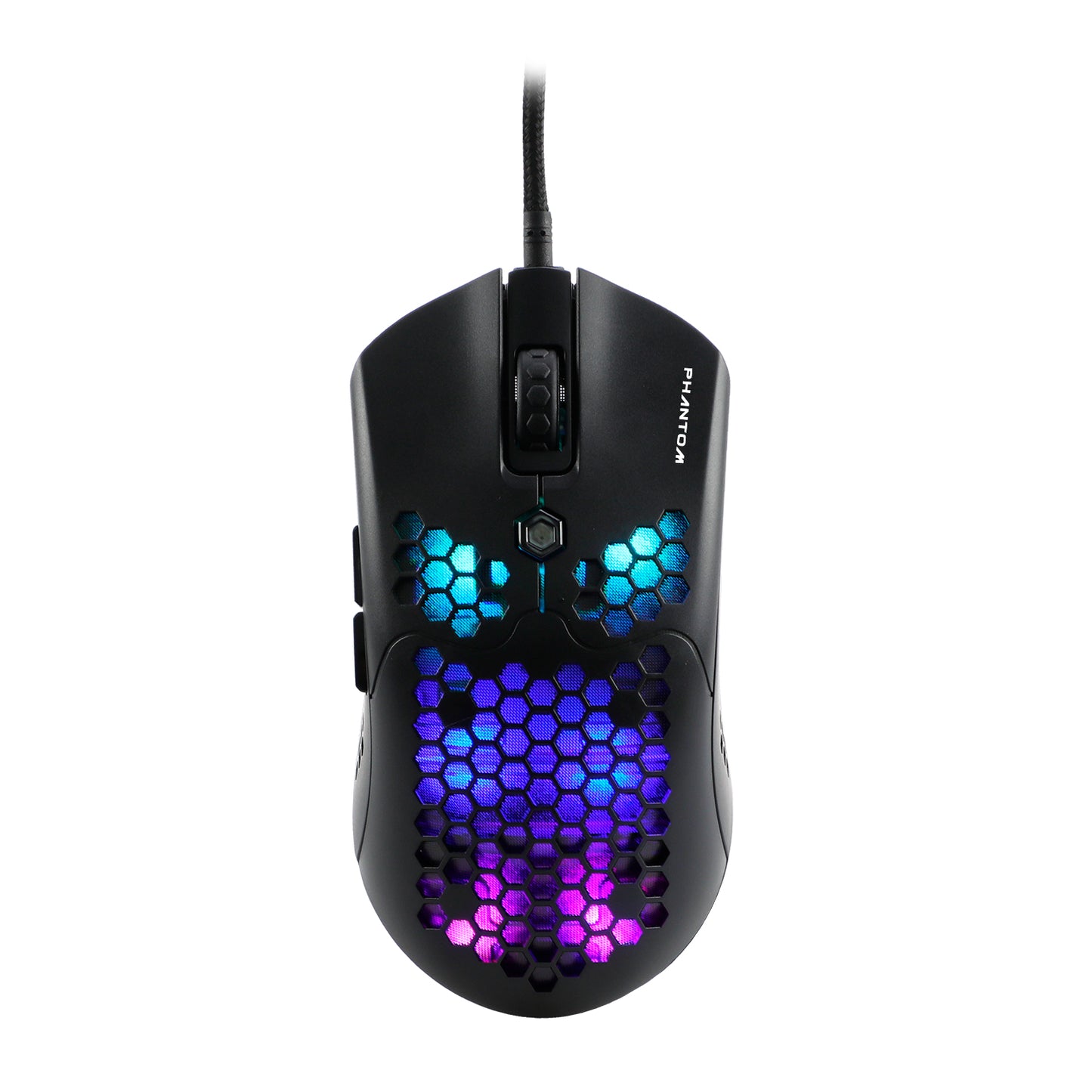 Mouse Gamer Naceb Technology Phantom - 6 Botones + Scroll, USB, 400-10000 DPI, Iluminación RGB, Sensor PAW3325, Cable Reforzado 1.8mts