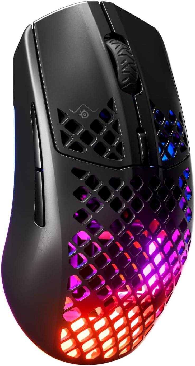 SteelSeries Aerox 3 Wireless - Mouse para Juegos Holey RGB - Diseño Ultraligero Resistente al Agua -