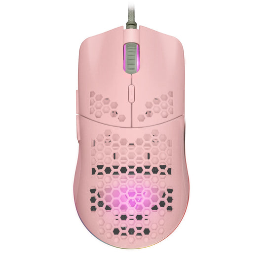 Mouse  GAME FACTOR MOG601 - Juego, Laser, 16000 DPI, Rosa