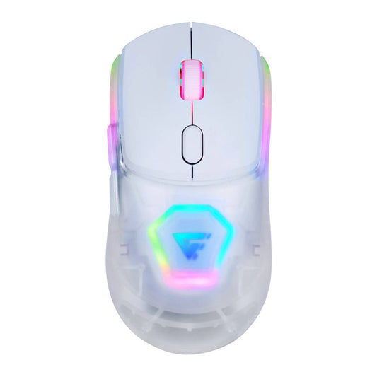 MOUSE GAME FACTOR MOW700-WH - CARCASAS INTERCAMBIABLES, 2.4G+BT, PIXART 3395, 26, 000 DPI, RGB, BLANCO