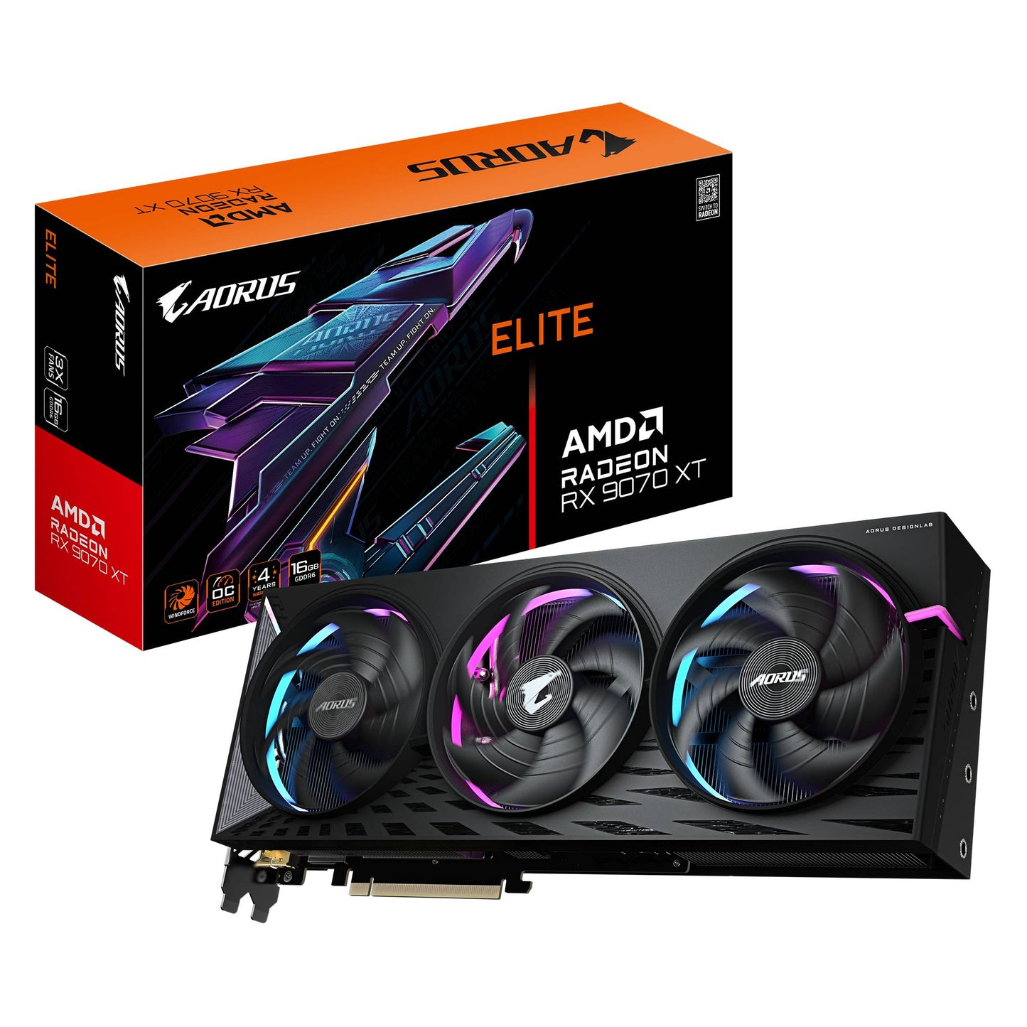 Tarjeta Gráfica GIGABYTE GV-R9070XTAORUS E-16GD G10 Procesamiento de gráficos Radeon RX 9070 XT -